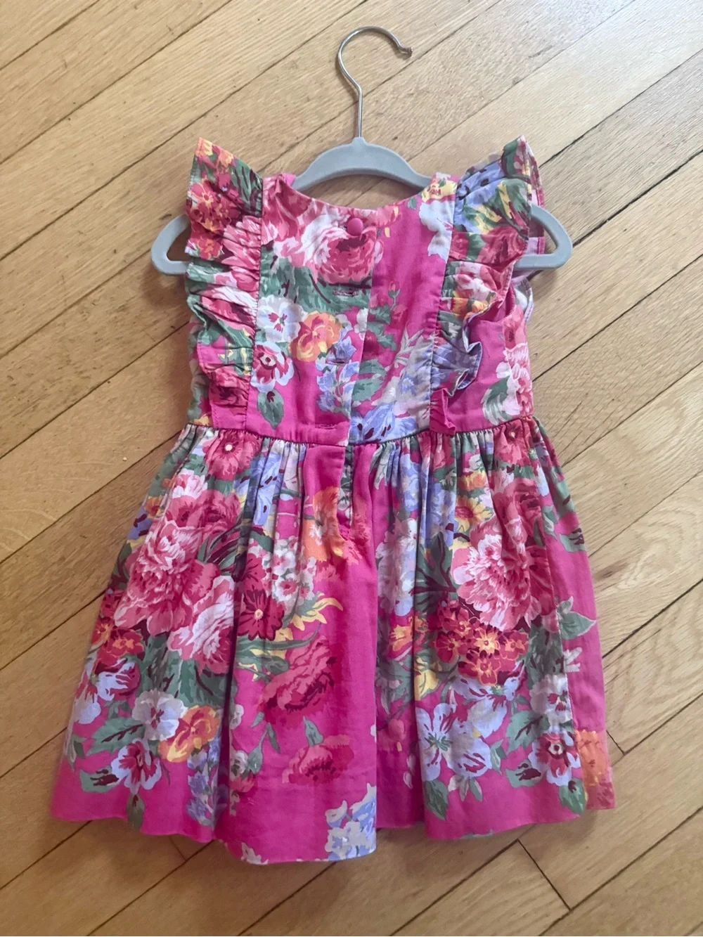 Ralph Lauren Baby Pink Floral Ruffle Garden Dress 9m